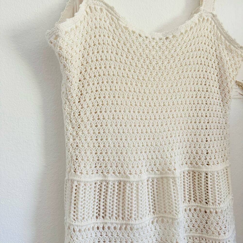 NEW ABERCROMBIE White Crochet Lace Cutout Tank Top Lace Mini Sweater Dress L - Picture 14 of 16